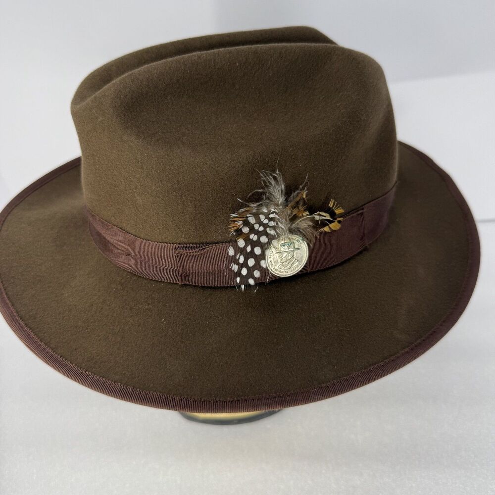 Southern Gents Miller Ranch Fedora 100% Wool Hat Size Small 7 USA Feather Coin